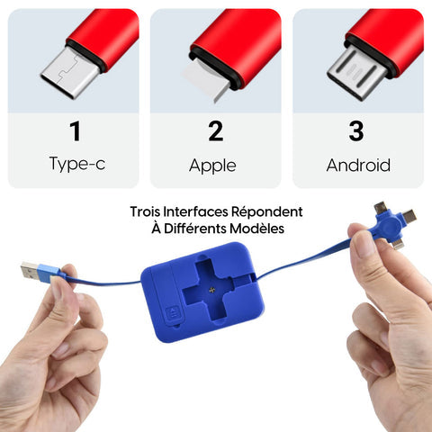 كابل 4 في 1 USB قابل للسحب شحن سريع مع حامل الهاتف مجانا