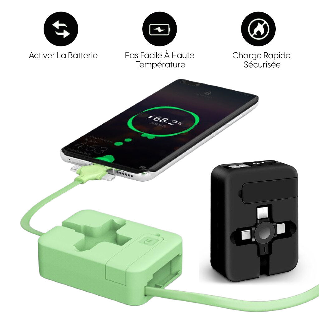 كابل 4 في 1 USB قابل للسحب شحن سريع مع حامل الهاتف مجانا