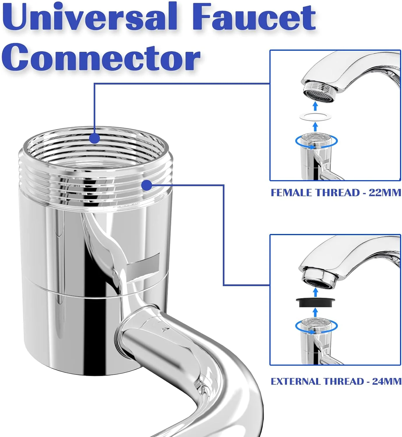 Aérateur de robinet rotatif à 1080° (Acier inoxydable)
