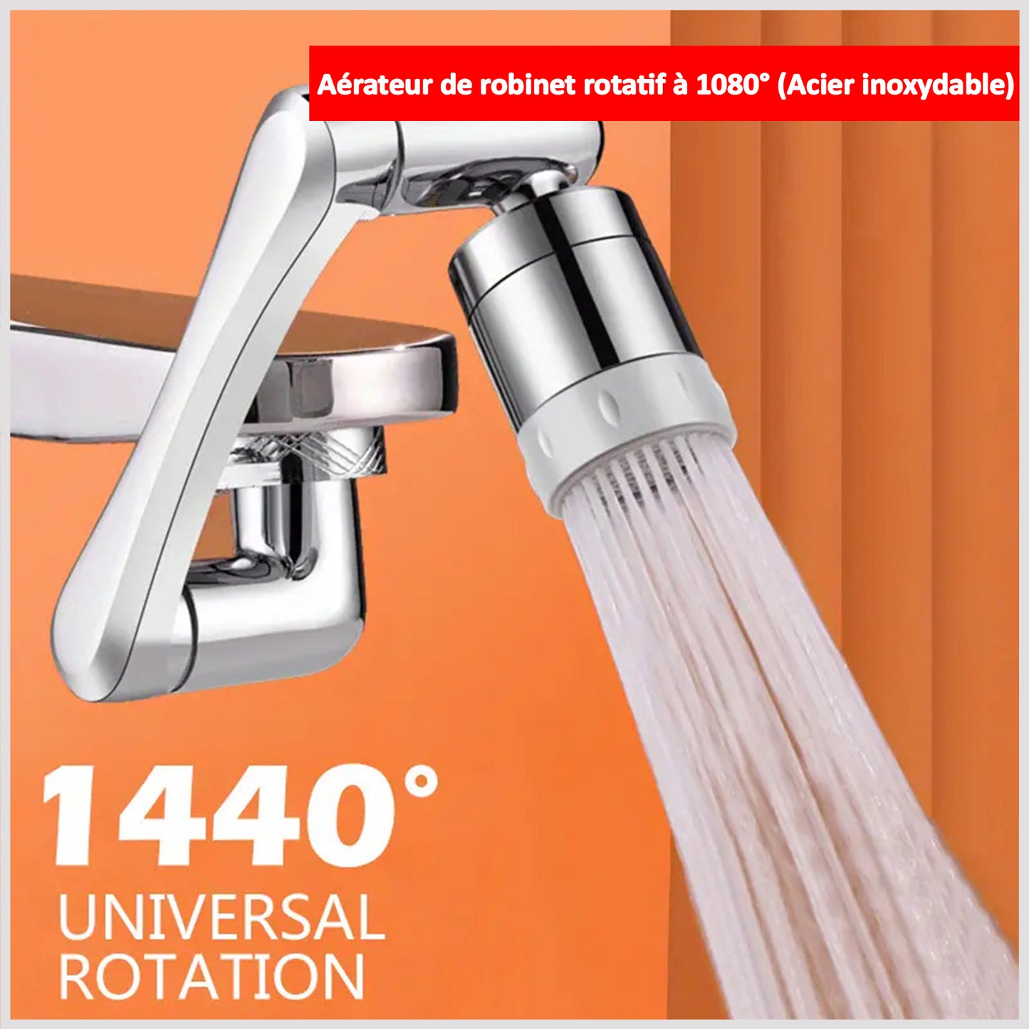 Aérateur de robinet rotatif à 1080° (Acier inoxydable)