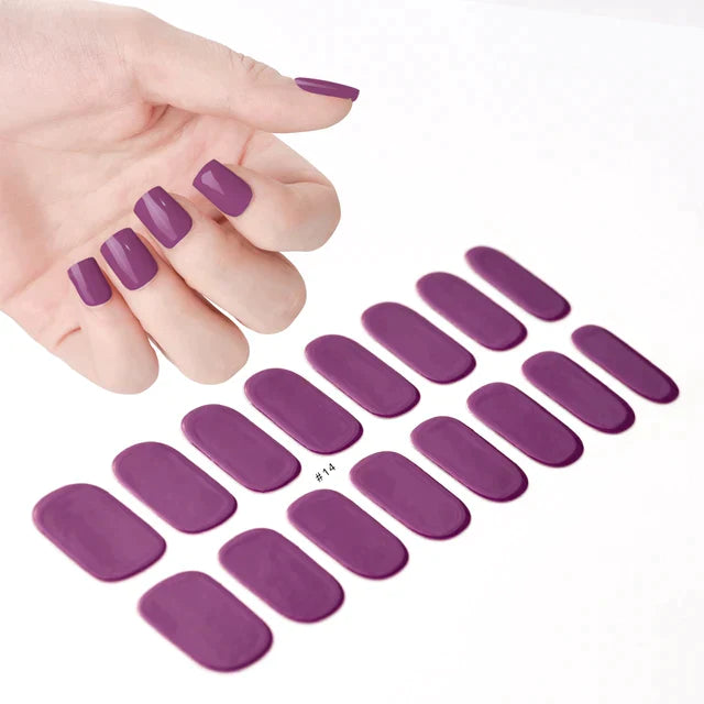 1Sheet Semi-Cured Gel Nail Strips Patch Sliders Adhesive Waterproof Long Lasting Full Cover Gel Nail Stcikers UV Lamp Need