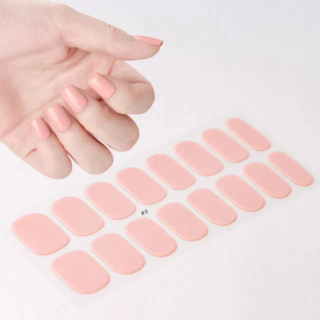 1Sheet Semi-Cured Gel Nail Strips Patch Sliders Adhesive Waterproof Long Lasting Full Cover Gel Nail Stcikers UV Lamp Need