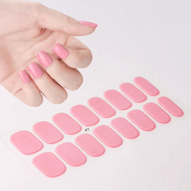 1Sheet Semi-Cured Gel Nail Strips Patch Sliders Adhesive Waterproof Long Lasting Full Cover Gel Nail Stcikers UV Lamp Need