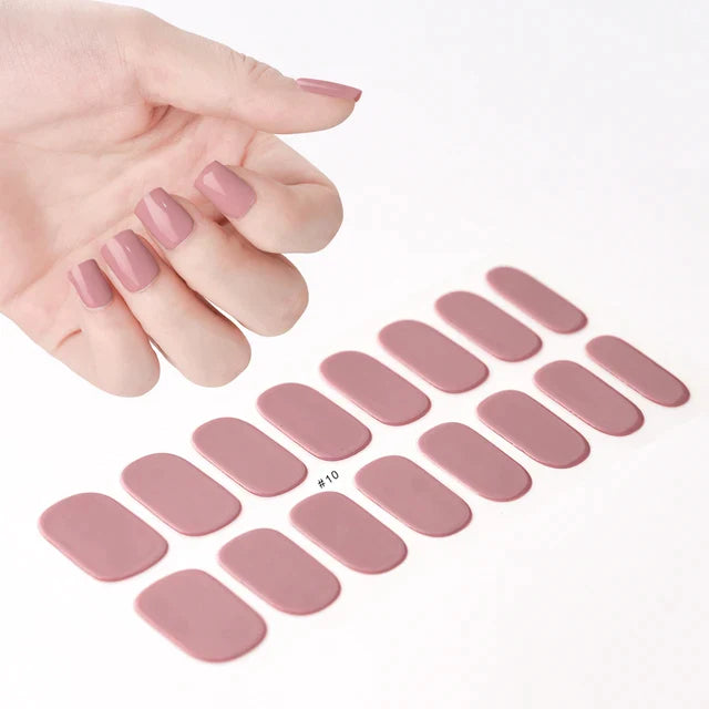 1Sheet Semi-Cured Gel Nail Strips Patch Sliders Adhesive Waterproof Long Lasting Full Cover Gel Nail Stcikers UV Lamp Need