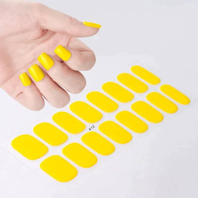 1Sheet Semi-Cured Gel Nail Strips Patch Sliders Adhesive Waterproof Long Lasting Full Cover Gel Nail Stcikers UV Lamp Need