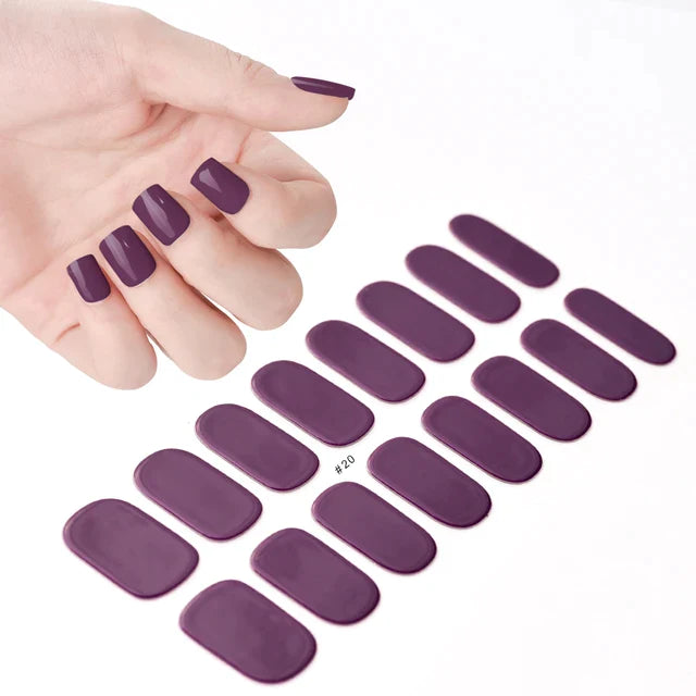 1Sheet Semi-Cured Gel Nail Strips Patch Sliders Adhesive Waterproof Long Lasting Full Cover Gel Nail Stcikers UV Lamp Need