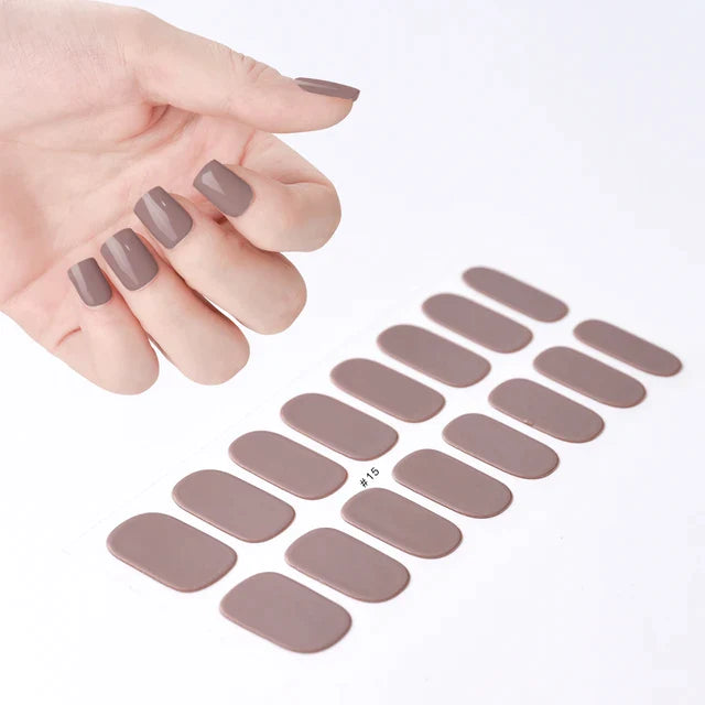 1Sheet Semi-Cured Gel Nail Strips Patch Sliders Adhesive Waterproof Long Lasting Full Cover Gel Nail Stcikers UV Lamp Need