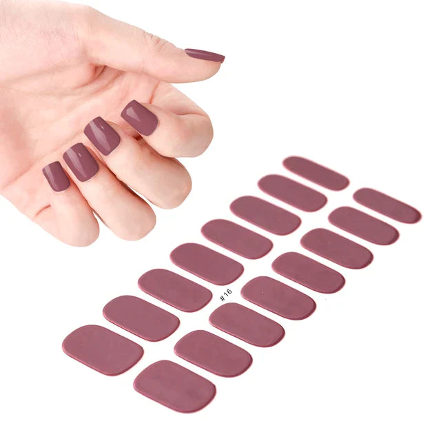 1Sheet Semi-Cured Gel Nail Strips Patch Sliders Adhesive Waterproof Long Lasting Full Cover Gel Nail Stcikers UV Lamp Need